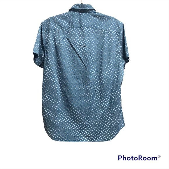 J. Crew Mens Button Down Shirt Short Sleeve  Blue / White size Medium - Picture 2 of 2